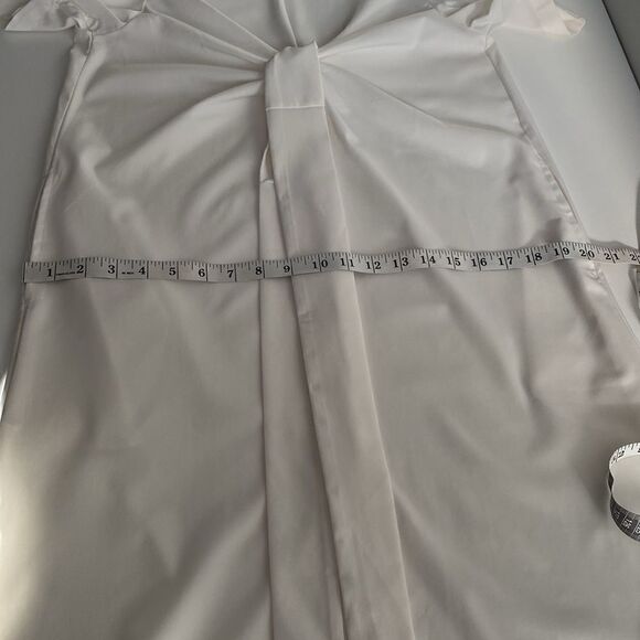 Bown White Cinched Tie Front Midi Dress Size M/L - Picture 10 of 11